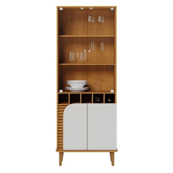Cristaleira Jurer� Com Detalhe Ripado Larg. 0.70m Naturale/Off White Matte - Colibri