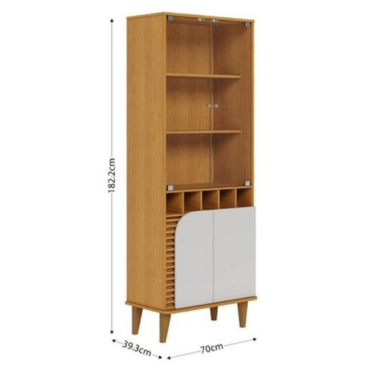 Cristaleira Jurer� Com Detalhe Ripado Larg. 0.70m Naturale/Off White Matte - Colibri