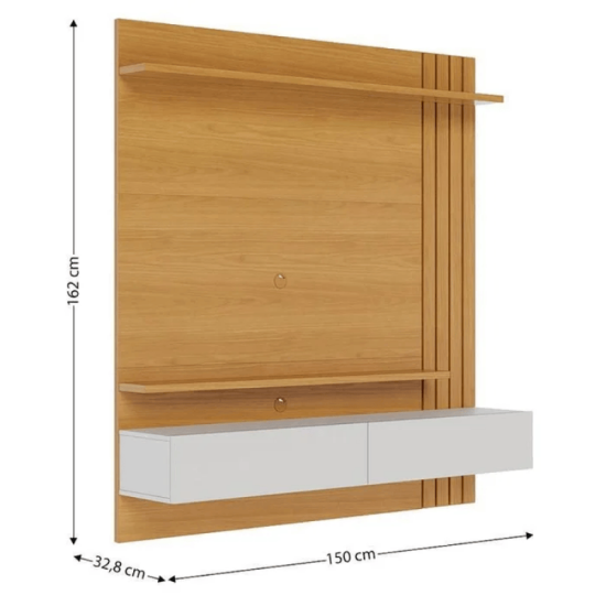 Home Suspenso Juriti Larg. 1.50m Naturale/Off White Matte para TV at� 70\\\" - Colibri
