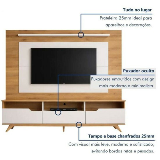 Home Theater Diplomata Cinamomo/Off White Larg. 2.00m para TV at� 60\\\'\\\' - Valdem�veis