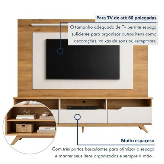 Home Theater Diplomata Cinamomo/Off White Larg. 2.00m para TV at� 60\\\'\\\' - Valdem�veis