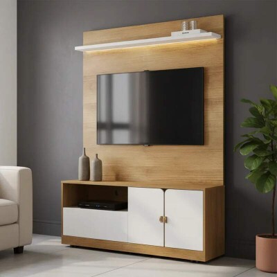 Home Theater Monza Cinamomo/Off White Larg. 1.30m para TV's at� 55'' - Valdem�veis