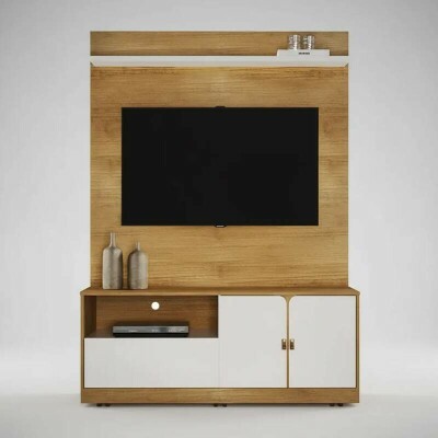 Home Theater Monza Cinamomo/Off White Larg. 1.30m para TV's at� 55'' - Valdem�veis