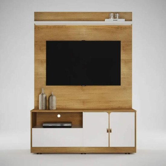 Home 1,30m Monza Cinamomo/Off White para TV at� 55\\\" - Valdem�veis