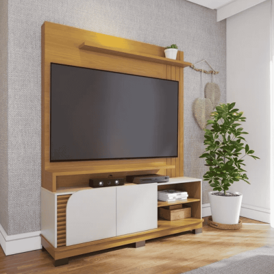 Home Jurer� Larg. 1.50m Naturale/Off White Mate para TV at� 65