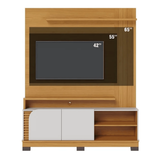 Home Jurer� Larg. 1.50m Naturale/Off White Mate para TV at� 65\\\" - Colibri