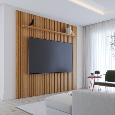 Painel 2,50m Ni�gara Freij� com Detalhe Ripado para TV at� 85