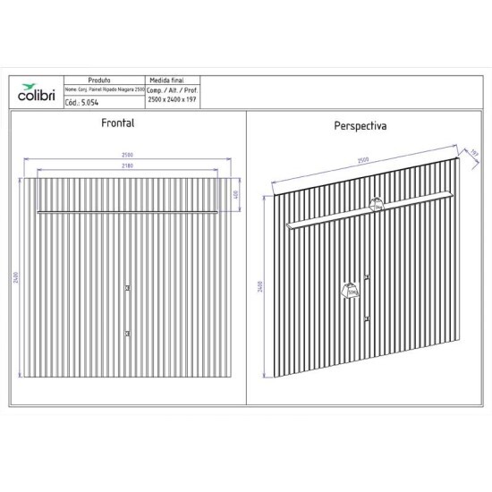 Painel Ripado Ni�gara Larg. 2.50m Freij� para TV\\\'s at� 85\\\'\\\' - Colibri