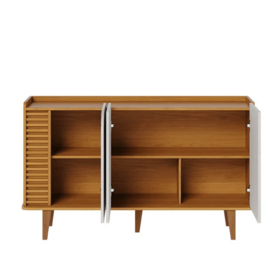 Buffet Jurer� C/Detalhe Ripado Larg. 1.36m Naturale/Off White Mate - Colibri