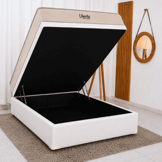 Colch�o Casal Molas Ensacadas Libert� Inovaflex + Base Box Ba� Casal Confort Linh�o Palha Blindado Issacar - 138x188x77