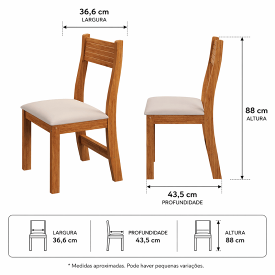 Mesa de Jantar Perla Mel 110�75 com 4 Cadeiras Brisa Veludo Assento Marfim - Viero
