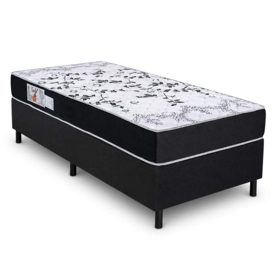 Colch�o Solteiro Sant� Alt 20 D33 + Box Solteiro Sued Preto 80x200x57 N. Sonho | Suporta at� 130kg - Medida Especial para pessoas altas