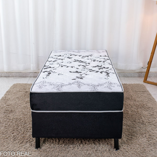 Colch�o Solteiro Sant� Alt 20 D33 + Box Solteiro Sued Preto 80x200x57 N. Sonho | Suporta at� 130kg - Medida Especial para pessoas altas