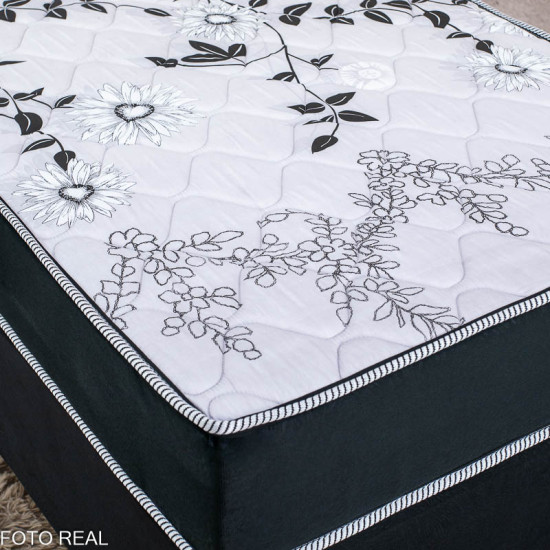 Colch�o Solteiro Sant� Alt 20 D33 + Box Solteiro Sued Preto 80x200x57 N. Sonho | Suporta at� 130kg - Medida Especial para pessoas altas