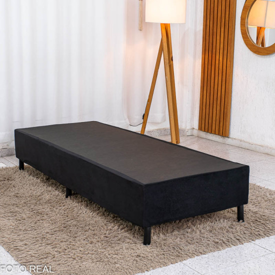 Colch�o Solteiro Sant� Alt 20 D33 + Box Solteiro Sued Preto 80x200x57 N. Sonho | Suporta at� 130kg - Medida Especial para pessoas altas