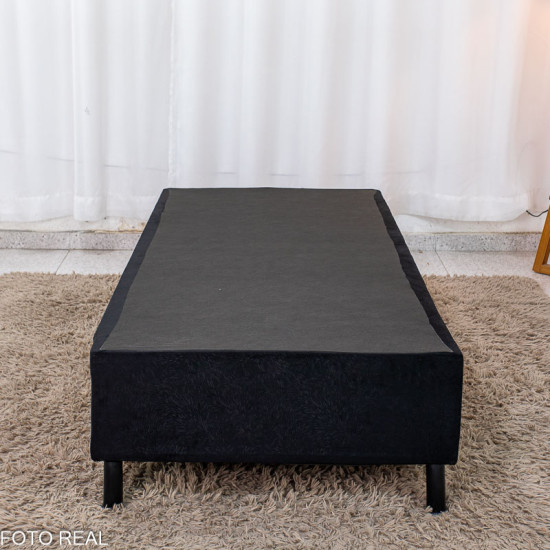 Colch�o Solteiro Sant� Alt 20 D33 + Box Solteiro Sued Preto 80x200x57 N. Sonho | Suporta at� 130kg - Medida Especial para pessoas altas