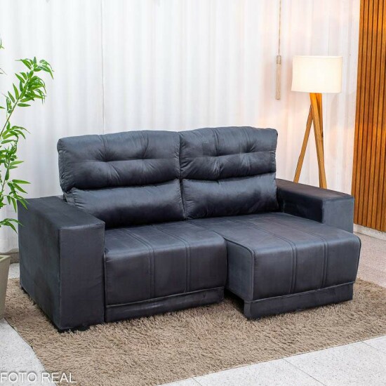Sof� Retr�til Reclin�vel Royal 2.00m Veludo Grafite