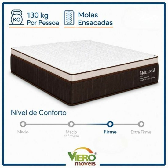 Colch�o Casal Montreal 138x188x32 Molas Ensacadas - Viero | Suporta at� 260kg