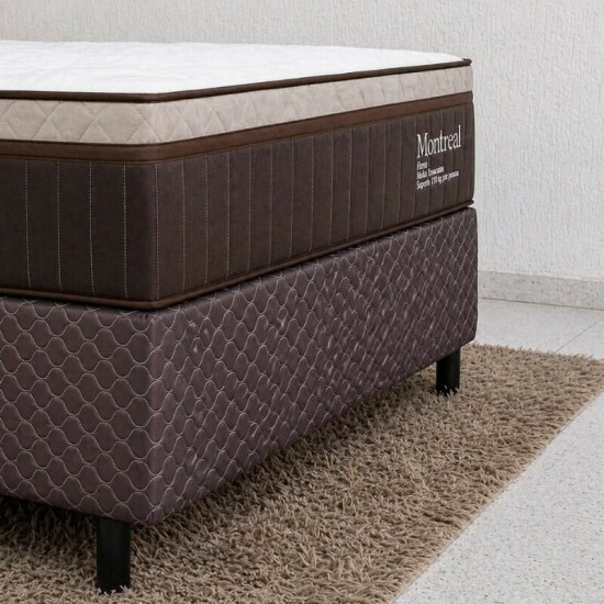 Colch�o Casal Molas Ensacadas Montreal Viero + Base Box Casal Universal Bordado Marrom Gazin - 138x188x72
