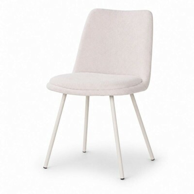Cadeira Selene Off White Base Areia Tecido Boucl� - Rivati