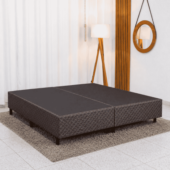 Base Box Queen Bipartido Universal Marrom Bordado 158x198x40 - Gazin
