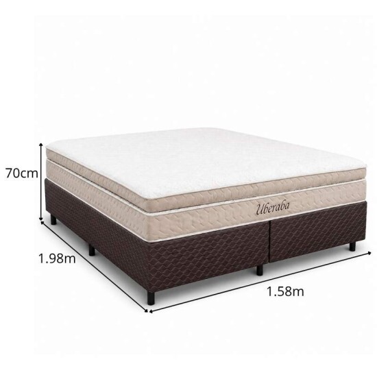 Colch�o Queen Uberaba Espuma Viscoel�stica ColchoMinas + Base Box Queen Bipartido Universal Marrom Bordado - Gazin 158x198x70 | Suporta at� 300kg