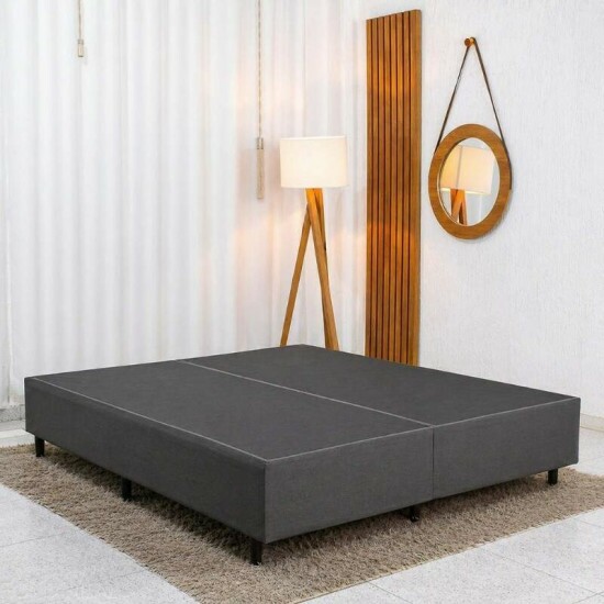 Base Box Queen Bipartido Linho Grafite 158x198x40 - Gazin