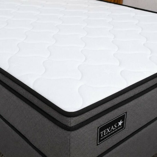 Colch�o Queen Texas Molas Ensacadas + Base Box Queen Bipartido Linho Grafite - Gazin 158x198x69 | Suporta at� 240kg