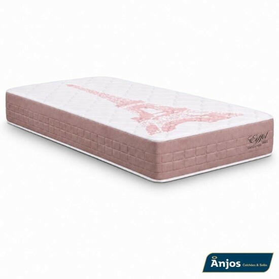 Colch�o Solteiro Eiffel Molas Ensacadas Rosa - Anjos + Box Solteiro Korino Marrom - Ortobel 88x188x63 | Suporta at� 130kg | Suporta at� 130kg