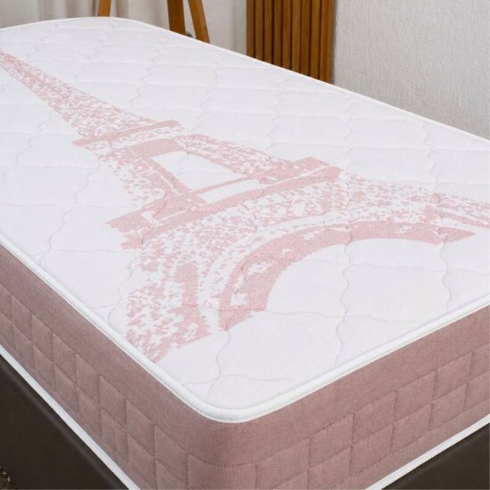 Colch�o Solteiro Eiffel Molas Ensacadas Rosa - Anjos + Box Solteiro Korino Marrom - Ortobel 88x188x63 | Suporta at� 130kg | Suporta at� 130kg