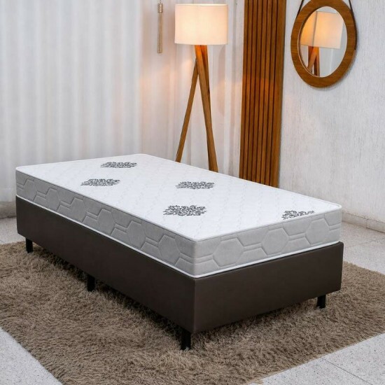 Colch�o Solteiro Confort Premium Ortop�dico D28 - Inovaflex + Box Solteiro Korino Marrom - Ortobel 88x188x55 | Suporta at� 120kg