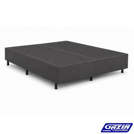 Colch�o Queen Carbon Molas Ensacadas - Anjos + Base Box Queen Bipartido Linho Grafite - Gazin 158x198x72 | Suporta at� 240kg