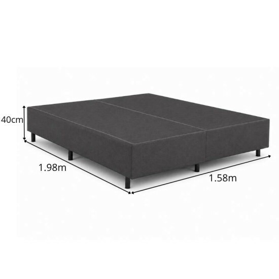 Colch�o Queen Carbon Molas Ensacadas - Anjos + Base Box Queen Bipartido Linho Grafite - Gazin 158x198x72 | Suporta at� 240kg