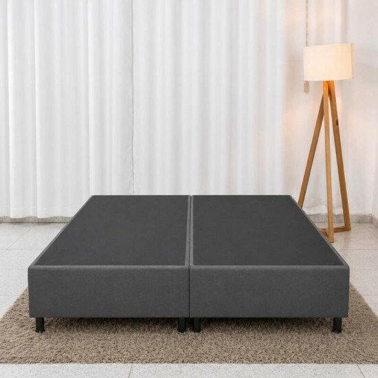 Colch�o Queen Carbon Molas Ensacadas - Anjos + Base Box Queen Bipartido Linho Grafite - Gazin 158x198x72 | Suporta at� 240kg