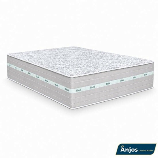 Colch�o Queen Carbon Molas Ensacadas - Anjos + Base Box Queen Bipartido Linho Grafite - Gazin 158x198x72 | Suporta at� 240kg