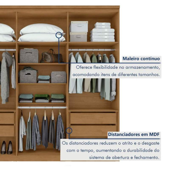 Guarda-roupa Casal 2,30m Alonzo Am�ndoa 6 Portas 4 Gavetas 100% MDF - Lopas
