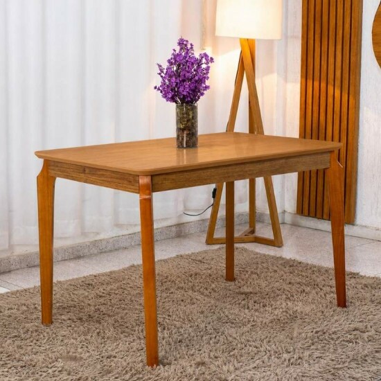 Mesa de Jantar Alegra Tampo Madeirado Cinamomo 120�80 Madeira Maci�a - JCM