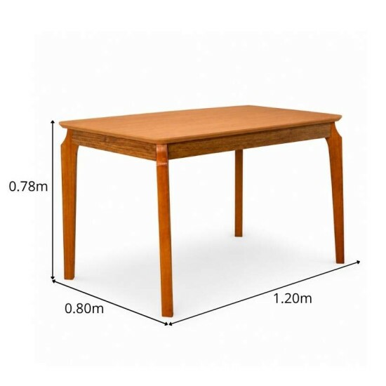 Mesa de Jantar Alegra Tampo Madeirado Cinamomo 120�80 Madeira Maci�a - JCM