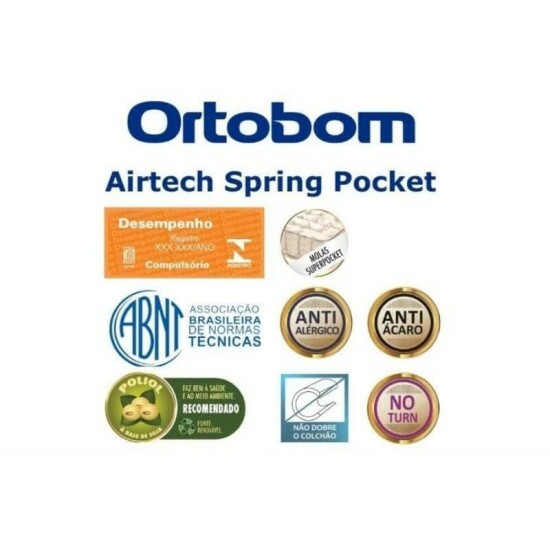Colch�o Casal Airtech Springpocket Molas Ensacadas - Ortobom + Box Casal Universal Sued Bege - Gazin 138x188x65 | Suporta at� 240kg