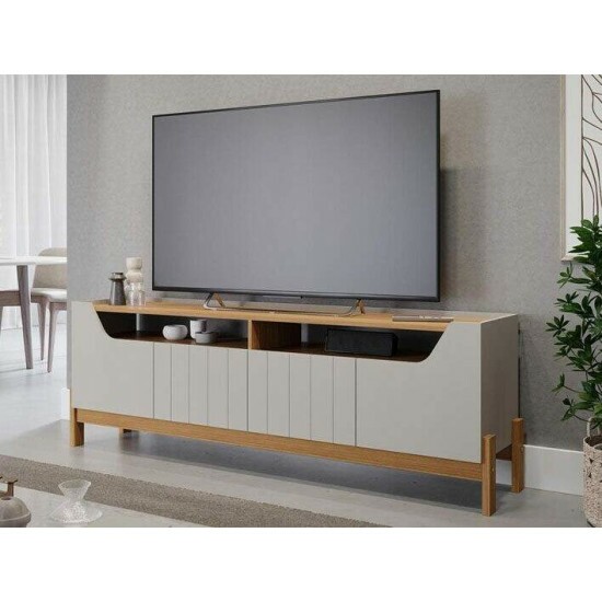 Rack Bancada 1,85m Moema Off/Nature 100% MDF para TV at� 70\" - Perm�bili