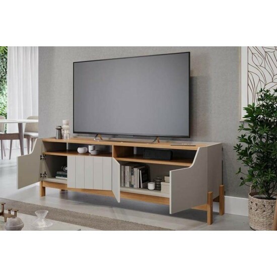Rack Bancada 1,85m Moema Off/Nature 100% MDF para TV at� 70\" - Perm�bili