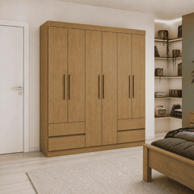 Guarda-roupa Zeus Am�ndoa Clean 6 Portas 4 Gavetas Larg. 1.77m - M�veis Lopas