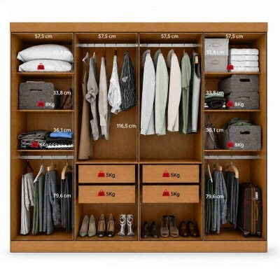 Guarda-roupa Andara Am�ndoa 8 Portas 4 Gavetas Larg. 2.36m - M�veis Lopas