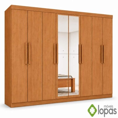 Guarda-roupa Andara Am�ndoa Clean C/Espelho 8 Portas 4 Gavetas Larg. 2.36m - Lopas