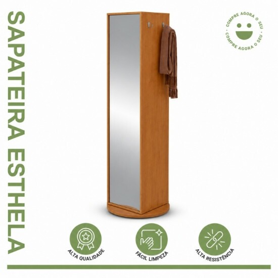 Sapateira Esthela Am�ndoa C/Base Girat�ria e Espelho Larg. 0.60m - M�veis Lopas