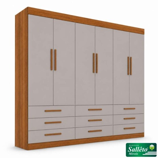 Roupeiro Dinamarca Larg. 1.84m Cinamomo/Off 6 Portas 9 Gavetas - Sall�to