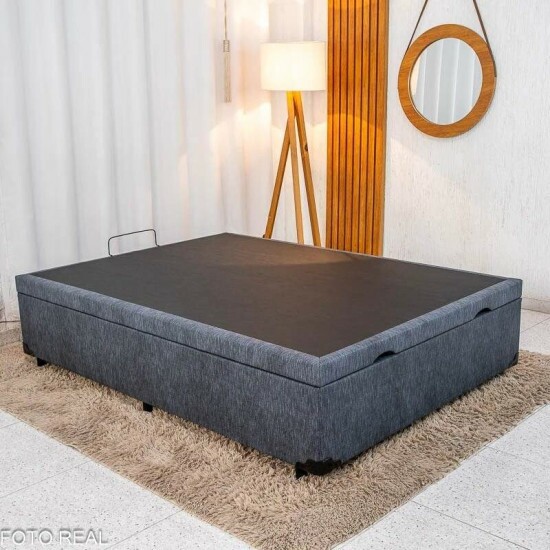 Colch�o Casal Essential Molas Ensacadas Pocket - Inovaflex + Box Ba� Casal Prime Confort Linh�o Petr�leo Blindado - Issacar 138x188x75 | Suporta at� 250kg
