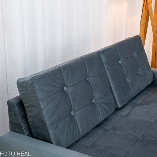 Sof� �ustria 3 Lugares + Poltrona �ustria Veludo Grafite A15