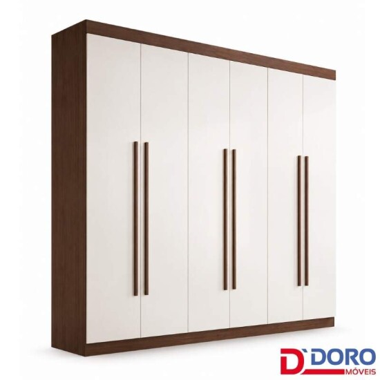 Roupeiro Monte Carlo 6 Portas Castanho/Off Larg. 2.32m - D Doro
