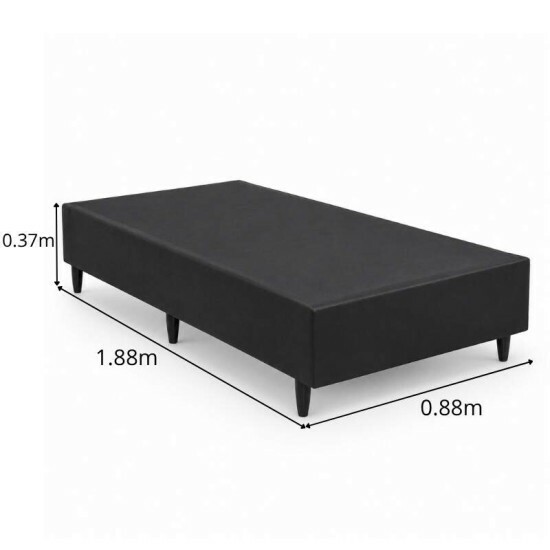 Box Solteiro Korino Preto 88x188x37 - Ortobel